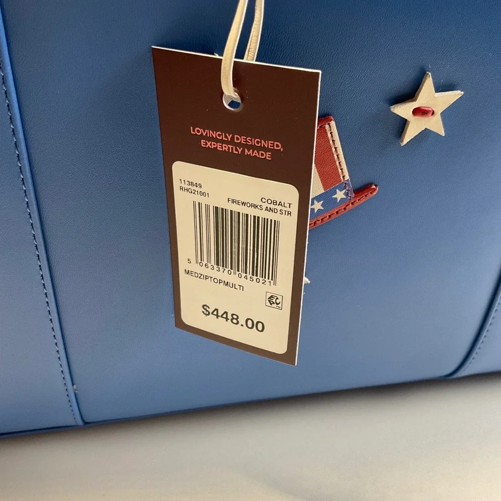 Radley London Fireworks and Str Cobalt Leather NYC Satchel Bag RHG21001 NEW